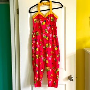 Lindy Bop “Emi” Red Fruit Cocktail Print Jumpsuit